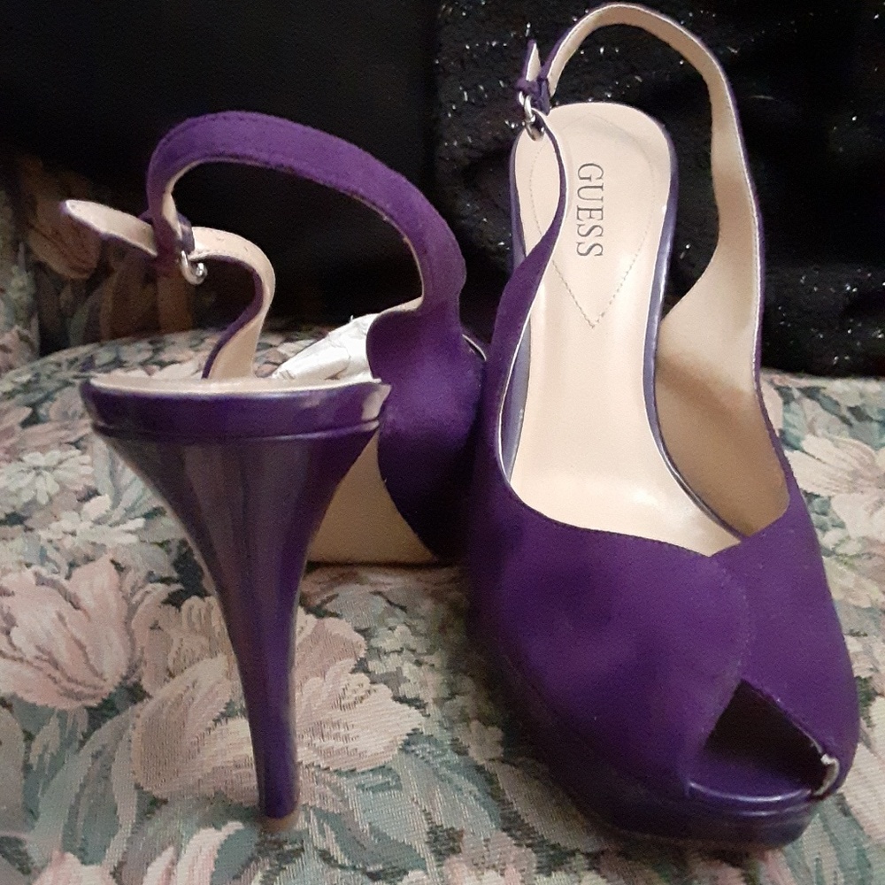 Purple Peep toe Guess heels